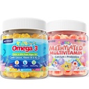 Kinderen Gemethyleerde Multivitamine Gummies met Calcium, Probiotica + Omega 3 Gummies met Vitamine D3 & K2, C, DHA