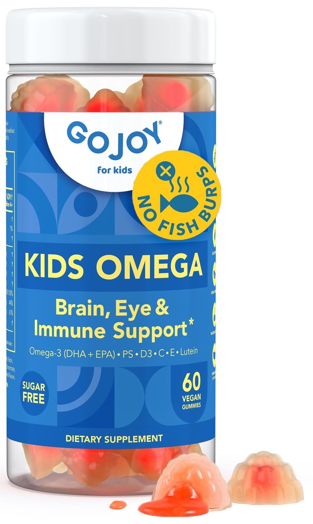 GOJOY Kids Omega 3 DHA Gummies Geen vis Burps, Geen suiker 