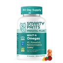 SmartyBants Prenatale Multivitamine Gummies met Omega 3 DHA/EPA, Methylfolaat, Biotine, Vitaminen D3, C, B12, B6, A, K, en Zink, Glutenvrij, Clean Label, Twee Fruitsmaken, 90 Gummies (30 dagen levering)