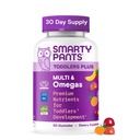 SmartyPants Peuter Multivitamine Gummies, Omega 3 (DHA/EPA), Vitaminen D3, C, Vitamine B12, B6, A, K & Zink, Biotine, Glutenvrij, Drie Fruitsmaken, 60 Tellen (30 Dagen Levering)