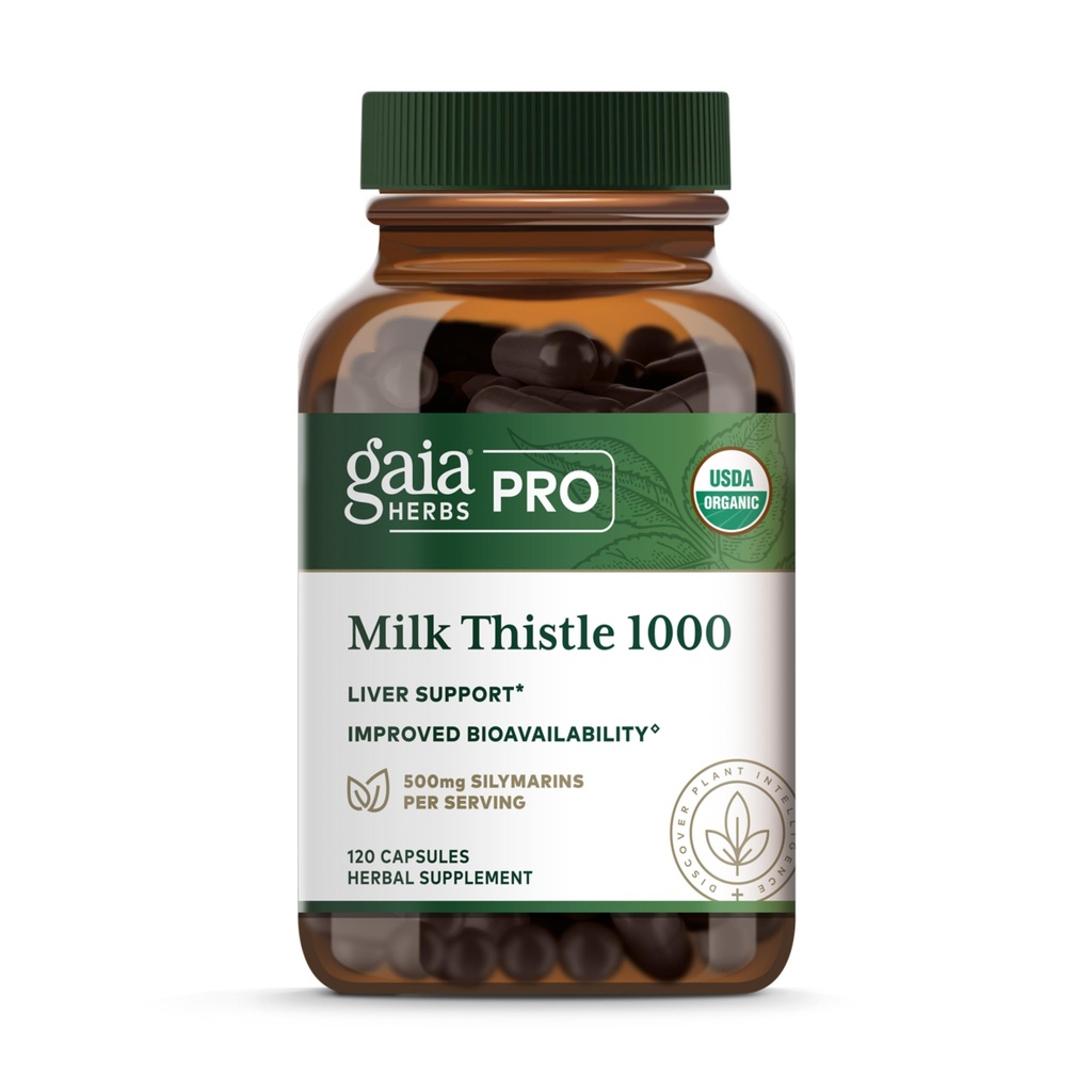 Gaia Herbs Pro Thistle de lait 1000 - Supplément de soutien de la santé du foie* - Supplément de santé des cellules hépatiques* avec extrait de chardon de lait simulant - 120 capsules (30 portions)