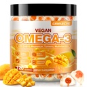 Vegan Omega-3 Gummies - Visolie Omega 3 Supplementen Alternatief voor volwassenen - Algen DHA 600mg & EPA 400mg, Vitamine D3 K2 - Geen Vis Smaak - voor Hersenen, Oog, Immuun Ondersteuning - Suikervrij,120 Tel.