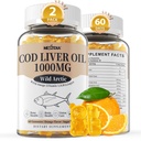 Koolleverolie 1000mg Gummy's voor volwassenen en kinderen, met vitamine A & D3 - Omega 3 Visolie supplement - DHA 360mg & EPA 240mg voor hersenen, bot, oog en immuungezondheid, suikervrij, 120 Tel.