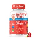 SmartyBants Kids Zero Sugar Multivitamine Gummies: Omega-3, Vitamines D, C, A, Plant-Based, Glutenvrij, Aardbei Banaan Smaak, 60 Tellen (30 Dagen Levering)