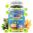 Sea Moss + Vlierbes Gummies voor kinderen & volwassenen, 19-IN-1 Superfood met Spirulina, Algen Omega 3, Algen Calcium, Ashwagandha, Mushroom, Vitaminen D3, C voor Immune, Gut, Bot, Energie, Hersenen,Vegan 60Cts
