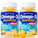 Vegan Omega 3 Gummies for Kids 4+: Natural Omega-3 Fatty Acid Supplement DHA EPA met vitamine D3 B12 Probiotic Lutein Zink voor de algehele gezondheid - Geen vis proeven Multivitamine voor kinderen(120Count)