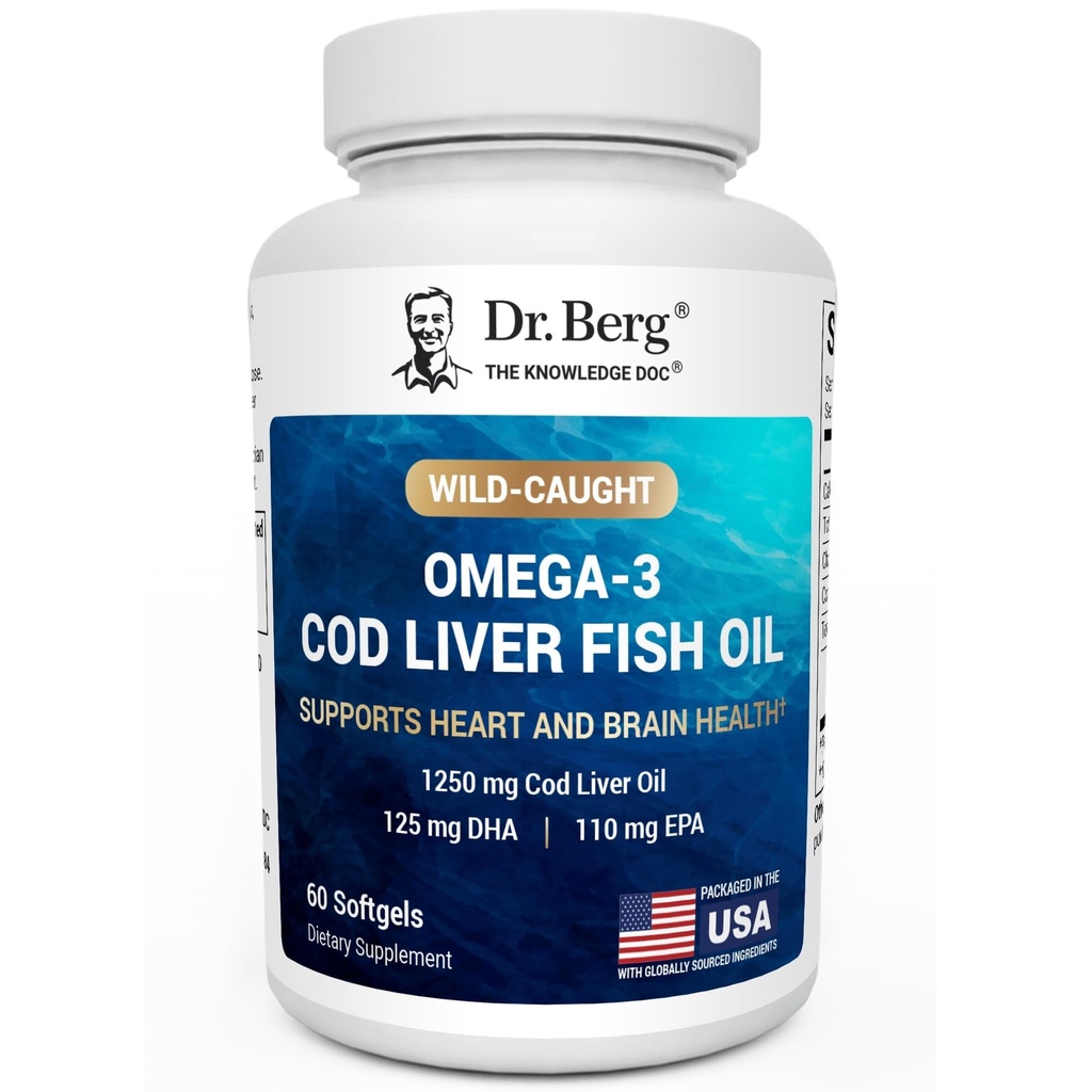 Dr. Berg Omega-3 Kabeljauw Lever Visolie 60 Softgels 