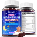 Gommies de Glycinat de magnésium pour enfants - Supplément de Glycinat de magnésium 200mg avec L-théanine Omega-3 vitamine de calcium D3 & B12 pour enfants Zzz naturel au coucher et santé globale - sans sucre et non-OGM