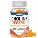 ABYSSUS Gommies Choline pour les enfants et les adultes, Suppléments de bitartrate sans sucre avec Oméga-3 Algal DHA EPA et B6 B12 actif, Soutien du cerveau et du foie, Vegan, 60 comte