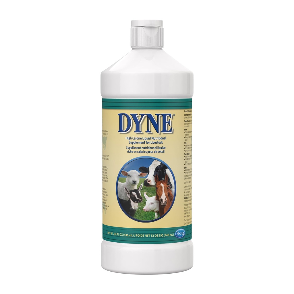 PetAg Dyne High Calorie Liquid Nutritional Supplement voor Vee - 32 oz - Inclusief toegevoegde vitaminen - Uitstekend voor ondergewicht, stress, of herstellen van dieren