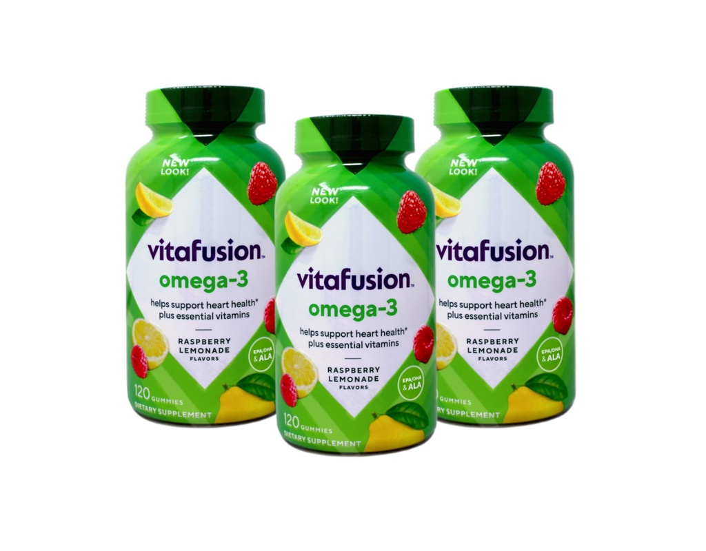Vitafusion Omega 3 Taille Gummy 120ct Vitafusion Omega 3 Epa & Dha Vitamines Gummy Asst Saveurs 120ct, boîte de 3