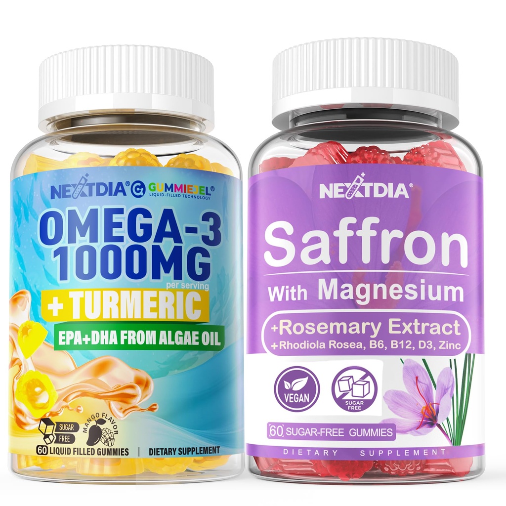 Vegan Omega-3 1000mg + Turcuma, suppléments de safran