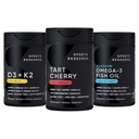 Sports Research® Multivitamine Pack w/CherryPure® Tart Cherry Fruit Complex 800mg, Vitamine D3 5000iu + K2 100mcg, et Alaskan Omega-3 Huile de poisson 1250mg - Non-OGM · Sans sucre · Sans gluten