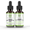 Mélatonine liquide pour les enfants et les adultes 3mg & Liquid Chlorophyll Bundle - gouttes naturelles d'aide au sommeil, Berry Vanilla Flavor, Fabriqué aux États-Unis - Soutien du sommeil et de la peau