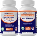Mélatonine vitamatique 30mg Fabriquée avec B6, Magnésium, L-Theanine, L-Tryptophane, 5-HTP, GABA, Valérien, Camomille, Fleur de Passion, Ashwagandha et poivre noir