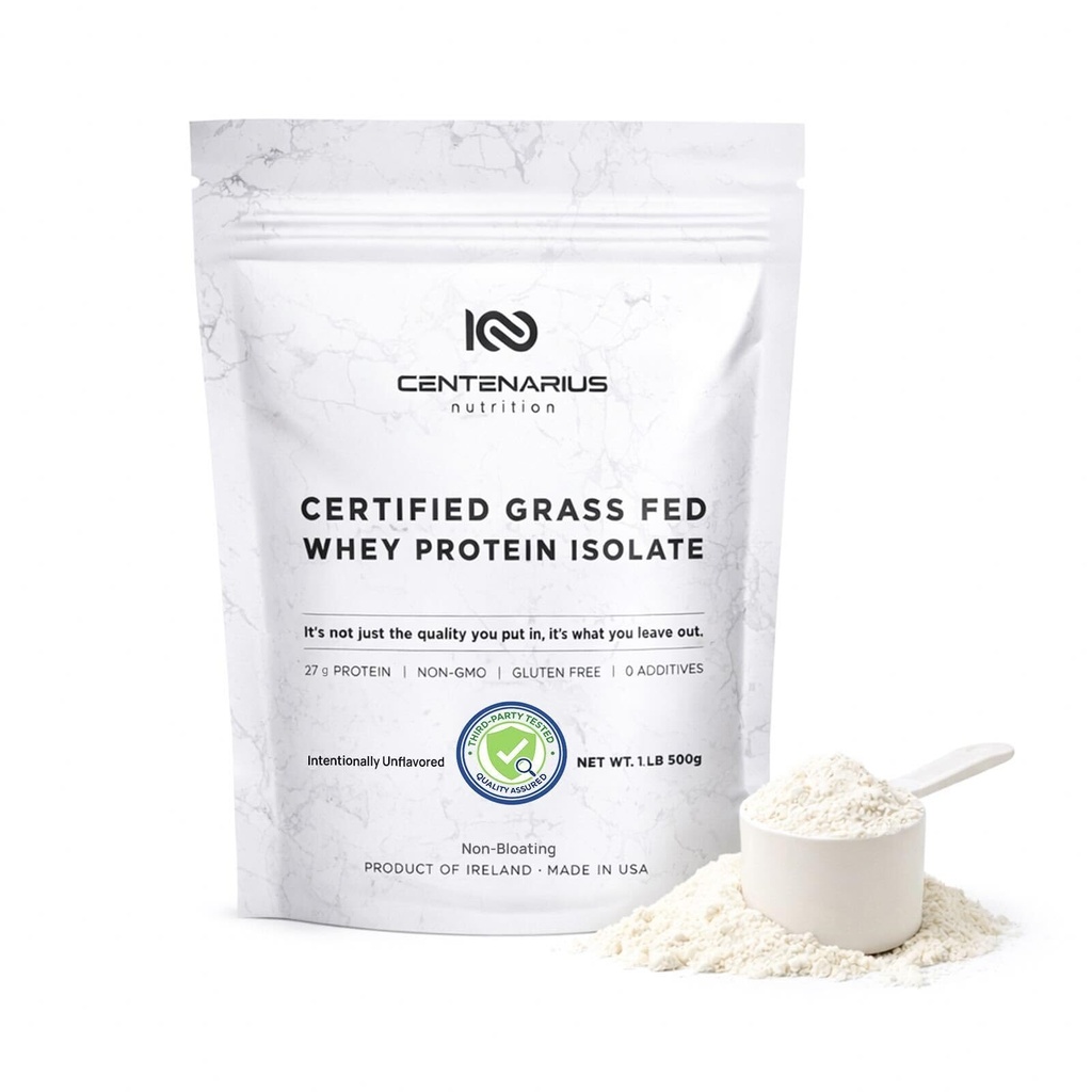 Centenarius Nutrition Grass Fed Wei Proteine Unflavored Powder 500g with Natural Amino Acids for Optimised Muscle Growth, Recovery & Efficiency - Cold-Filtered, No Additives or Hormones