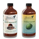 Herbal Connections Organic Sourop & Black Seed Bitters Bundle - Ingrédients naturels à base de plantes pour une santé douce et digestive Deux bouteilles, 32 onces (16 onces chacune), 64 portions