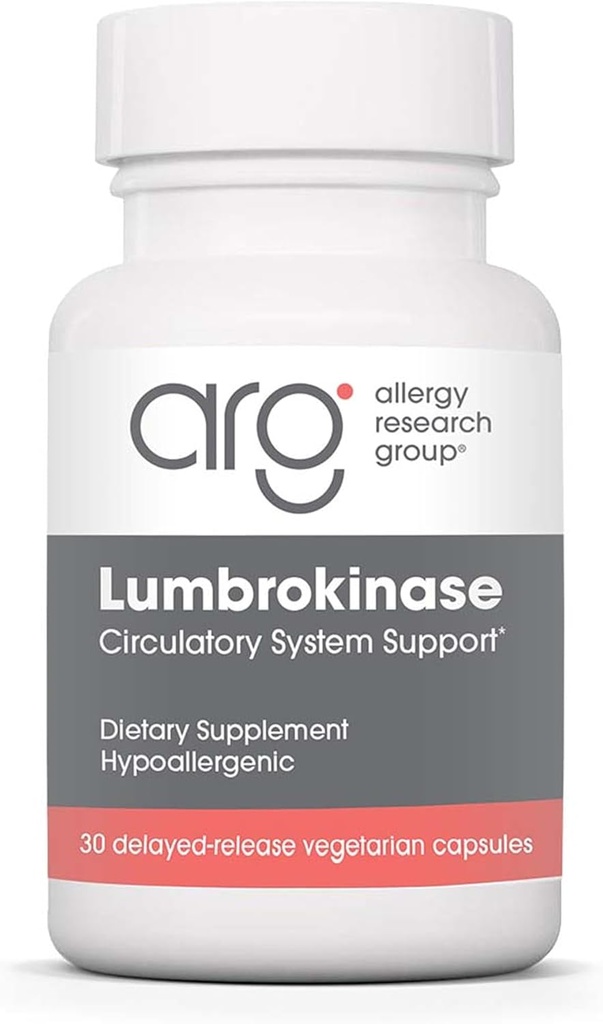 Allergy Research Group Lumbrokinase Supplement - Circulatory System Support, Ondersteunt de bloedcirculatie al in het normale bereik - 30 vertraagde afgifte Vegetarische Capsules