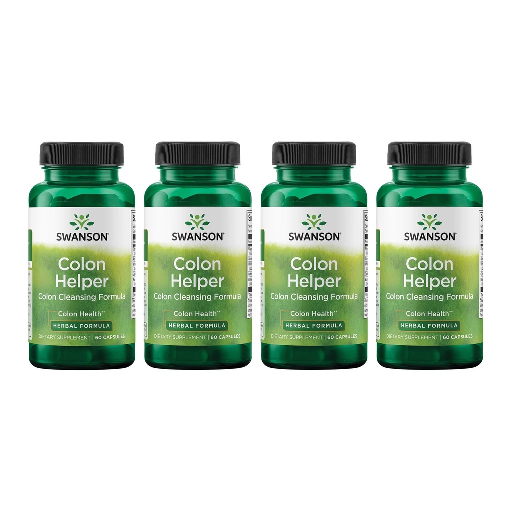 Swanson Colon Helper - bevordert de spijsvertering van de gezondheid met behulp van Vervain, Goldenseal Root, Slippery Elm Bark & More - Herbal Supplement Aiding Health Eliminaties - (60 Capsules) (4 Pack)