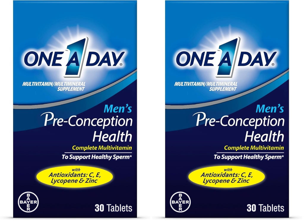 Een dag mannen pre-conception Health Multivitamine ter ondersteuning van gezonde sperma, aanvulling voor mannen met vitamine C, vitamine E, Selenium, Zinc, en Lycopeen,30 Tellen (pakket van 2)