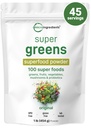 Micro-ingrédients Super Greens Poudre, 1lb, 100 super-aliments Mélange avec les verts quotidiens, fruits, légumes, champignons et probiotiques Source de protéines et enzymes véganes Non-OGM, sans gluten, sans additifs