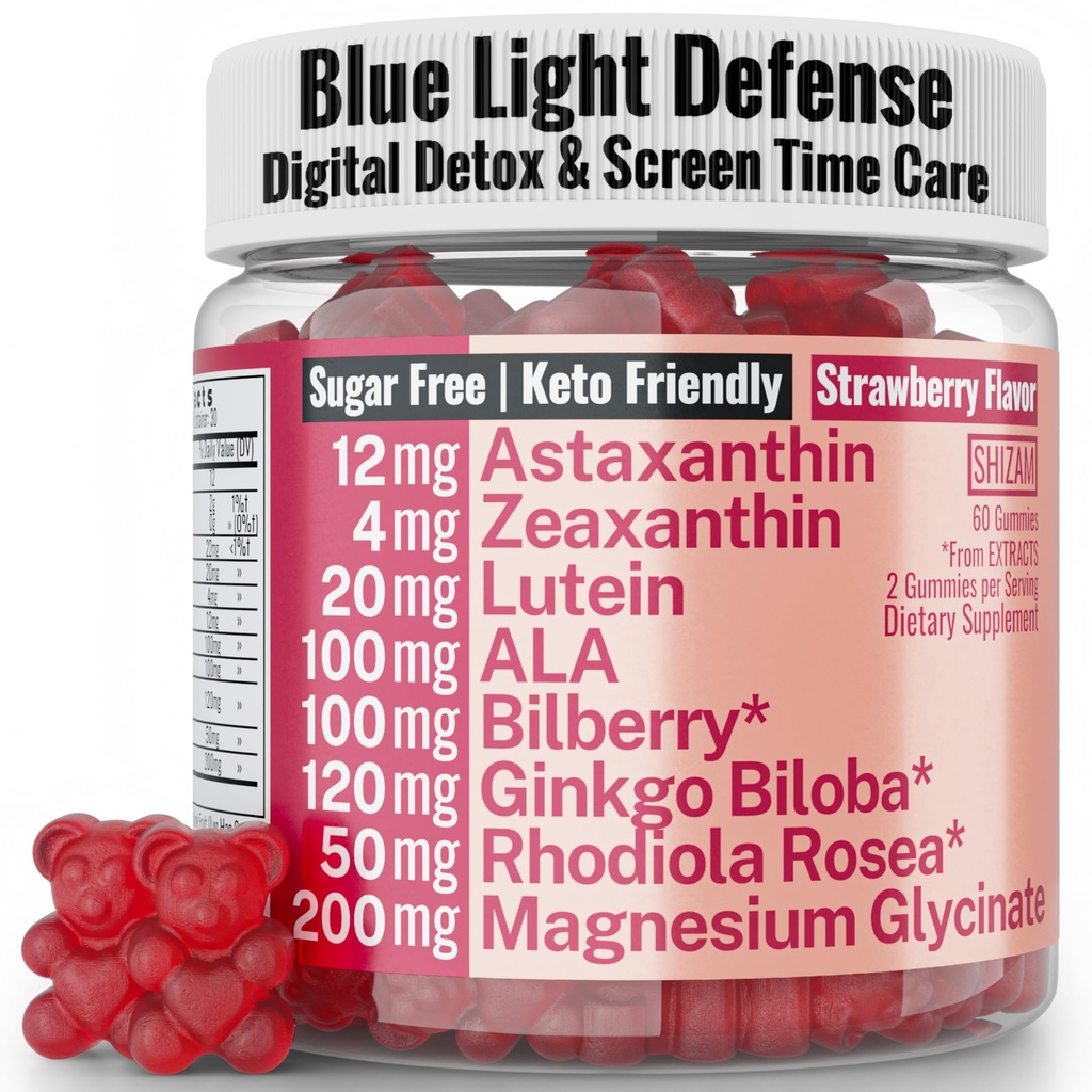 Rhodiola Rosea ALA Ginkgo Biloba Astaxanthin Lutein Zeaxanthin Bilberry Magnésium Glycinat Gommies pour les yeux Cerveau Enfants, Rhodiola ALA Capsules Pills Suppléments de teinture Alt, 300mg 24mg 20mg 12mg 40mg