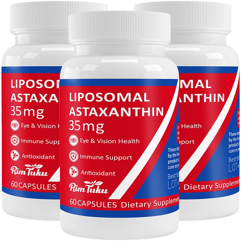 35mg Liposomal Astaxanthin Supplement - Powerful Antioxidant Support for Skin, Joint & Eye Health - Natural Anti-Aging Formula with Pure Astaxanthin - Vegan, Non-GMO, 180 Capsules