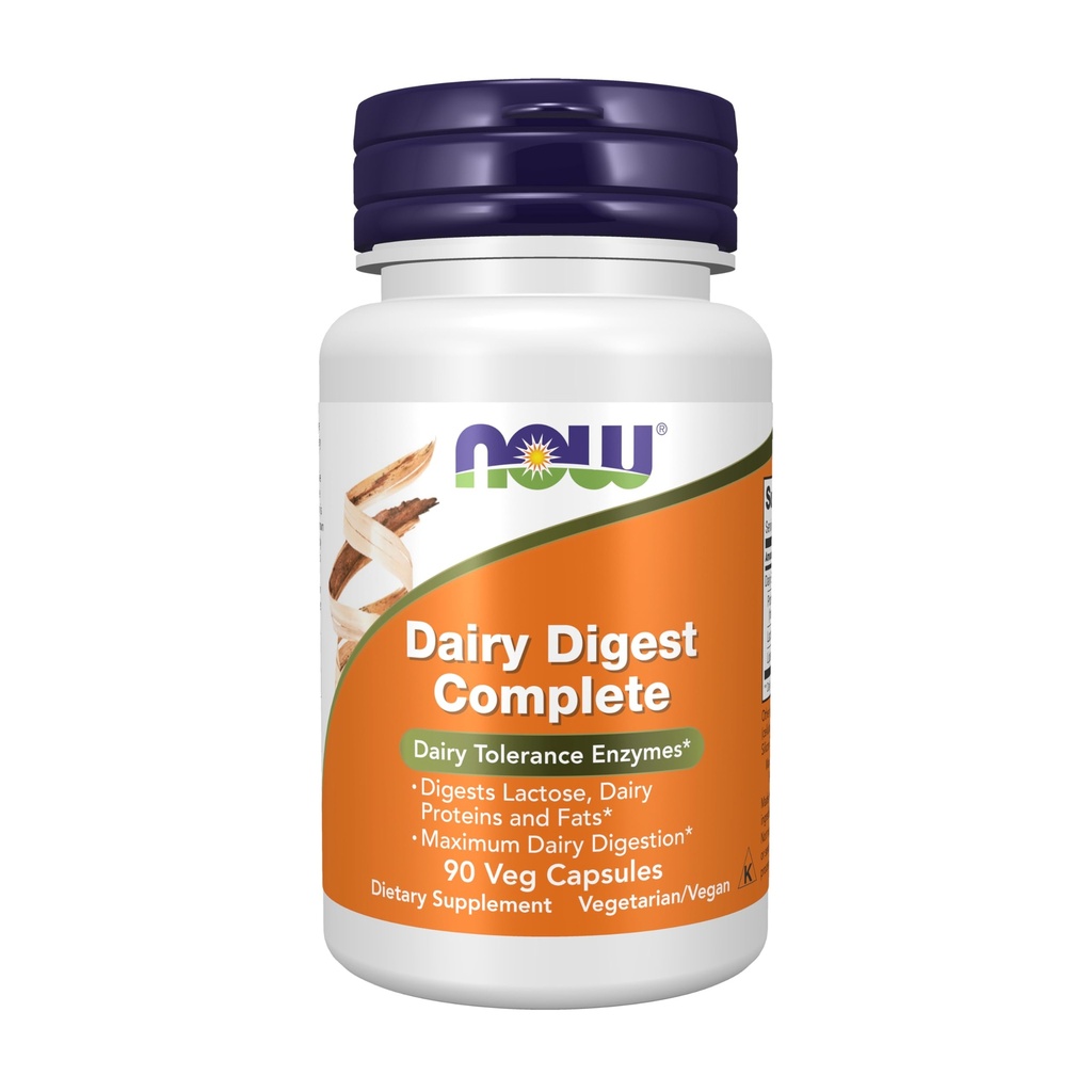 MAINTENANT Aliments suppléments, Digest des produits laitiers complets, Digests Lactose, protéines et graisses laitières*, enzymes de tolérance laitière*, 90 gélules