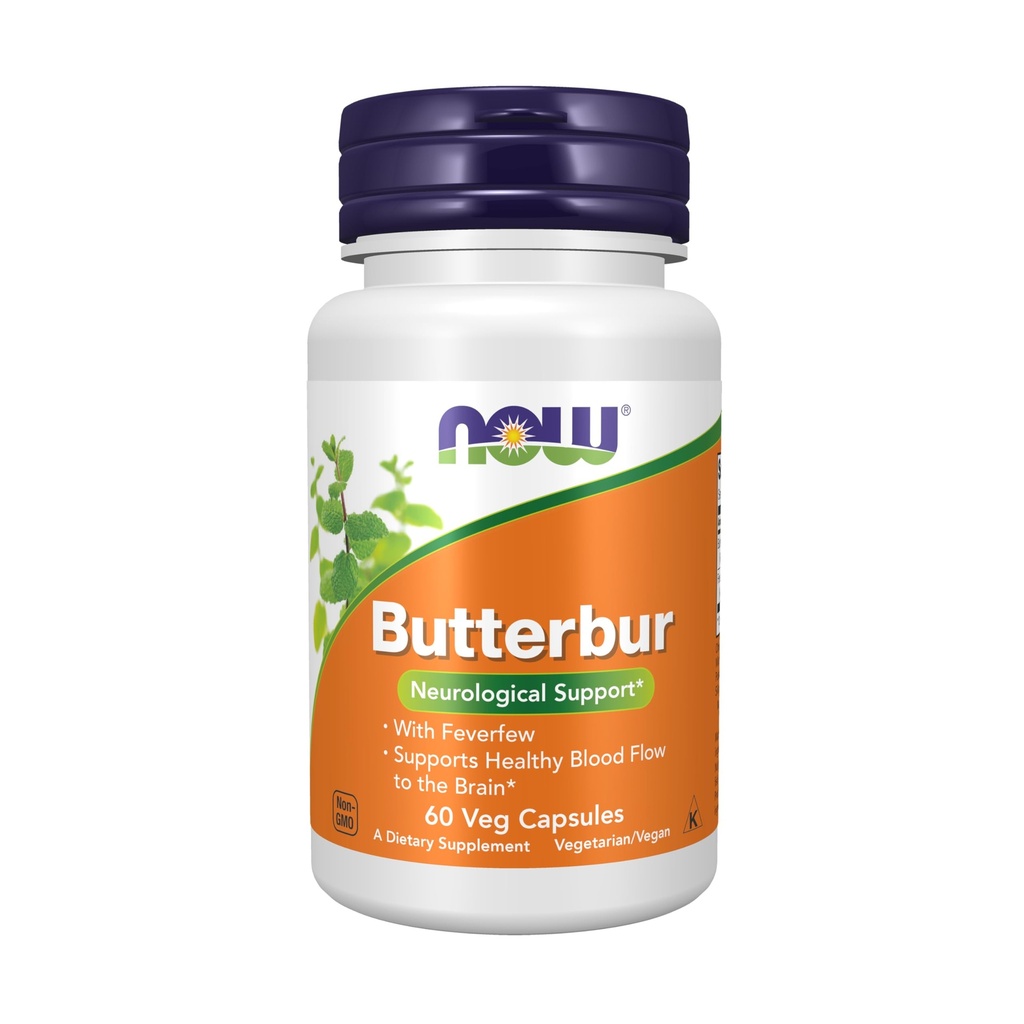 MAINTENANT Compléments alimentaires, Butterbur avec Feverfew, Soutien neurologique*, 60 Capsules de Veg