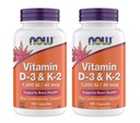 Suppléments Vitamine D3 K2, 1000 UI/45 mcg, Soutien cardiovasculaire, Soutien à la santé des os, 180 Capsules végétariennes - Vegan, Sans gluten, Suppléments de vitamine D3 et K2 casher (2)