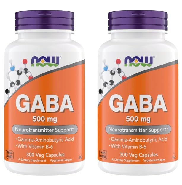 Nu Supplementen GABA 500 mg Capsules, Premium GABA Supplement voor Stress Relief, Vegetarisch, Veganistisch en Kosher Vriendelijk, Ideaal voor Balanced Brain Functie*, 300 Capsules (pakket van 2)