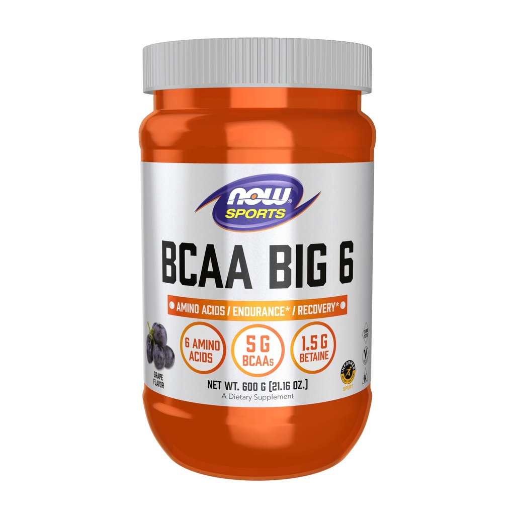 NOW Foods Sports Nutrition, BCAA (Branched Chain Amino Acids) Grote 6, druivensmaak, 600 Gram