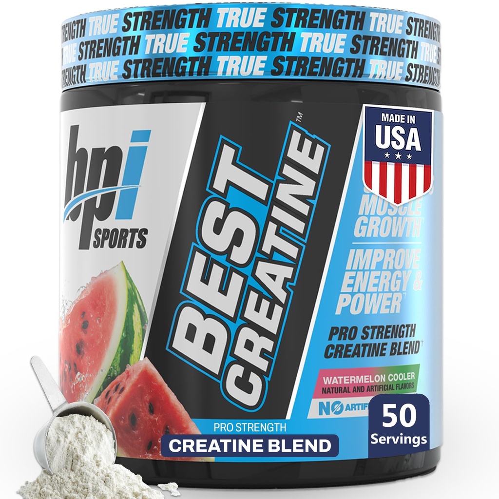 BPI Sport Beste Creatine - Creatine Monohydraat Poeder voor mannen en vrouwen, Himalaya Zout - Kracht, Pomp, Spiergroei, Spier Definitie - Geen Bloat - Watermeloen Koeler - 50 porties - 10,58 Ounce