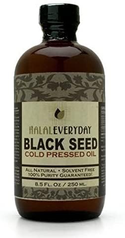 Huile de graines noires pressées à froid - Bouteille de verre, non filtrée Livré avec Residu de graines noires Cumin noir Nigella Sativa Non-OGM Huile de graines noires 100% pure Kalonji Oil (4oz verre)