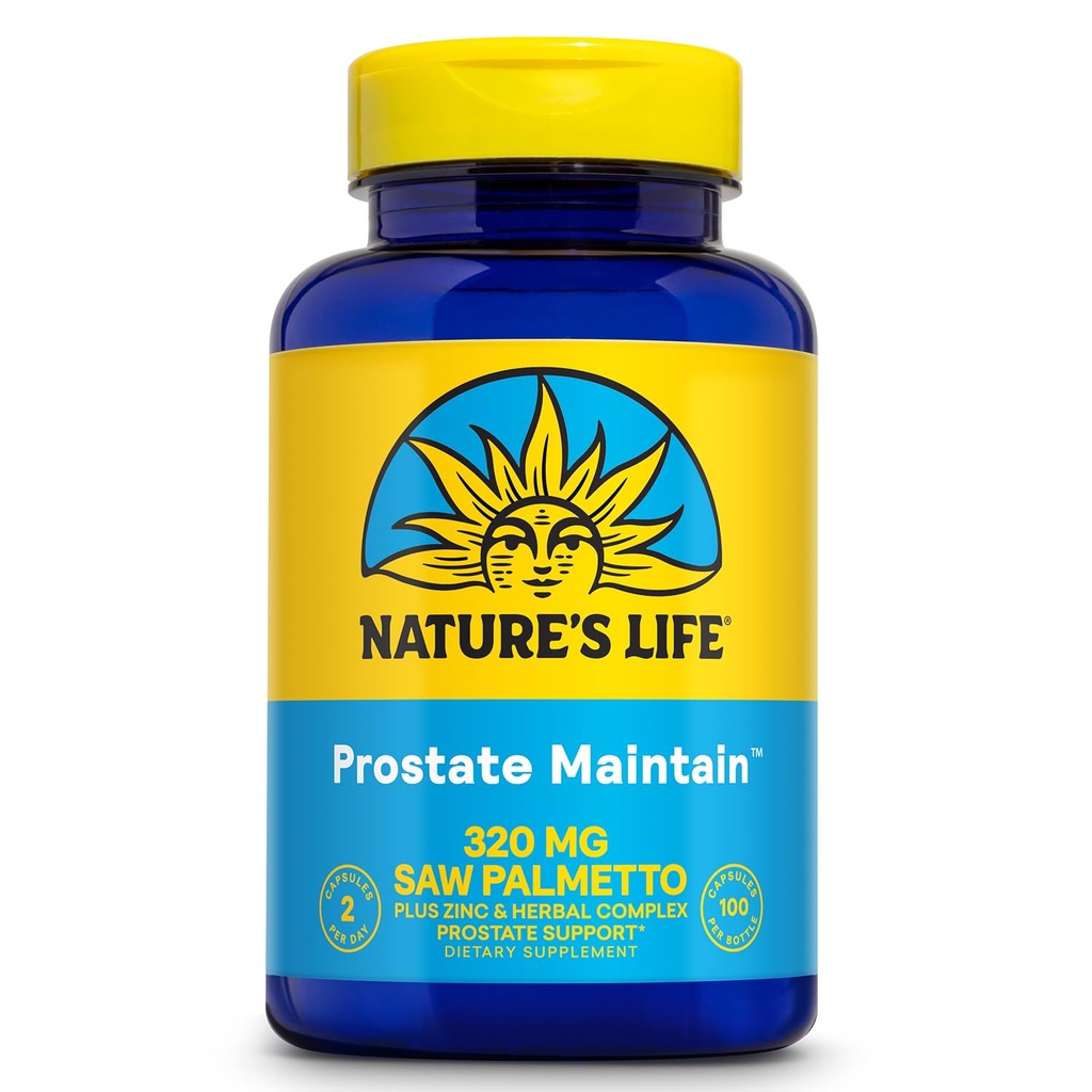 Nature's Life Prostate Maintain - Prostate Support Supplement voor de gezondheid van mannen - Saw Palmetto, Pygeum Herbal Complex en Zink Supplementen - 50 porties, 100 Vegetarische Capsules