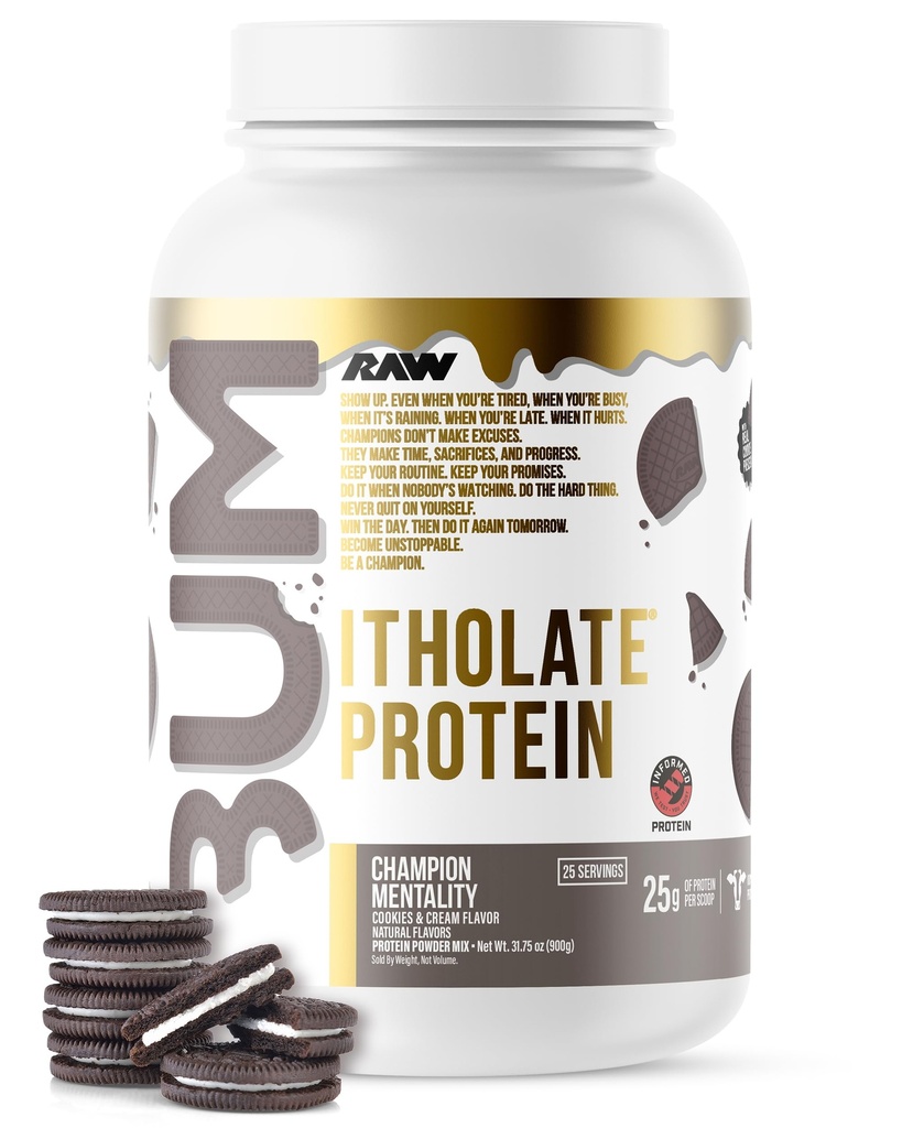 RAW Whey Isolate Protéines Poudre, Cookies et Crème (Protéines Itholates de l'UMC) - Sports Nutrition Poudre pour la croissance et la récupération musculaires - faible teneur en glucides 25 portions
