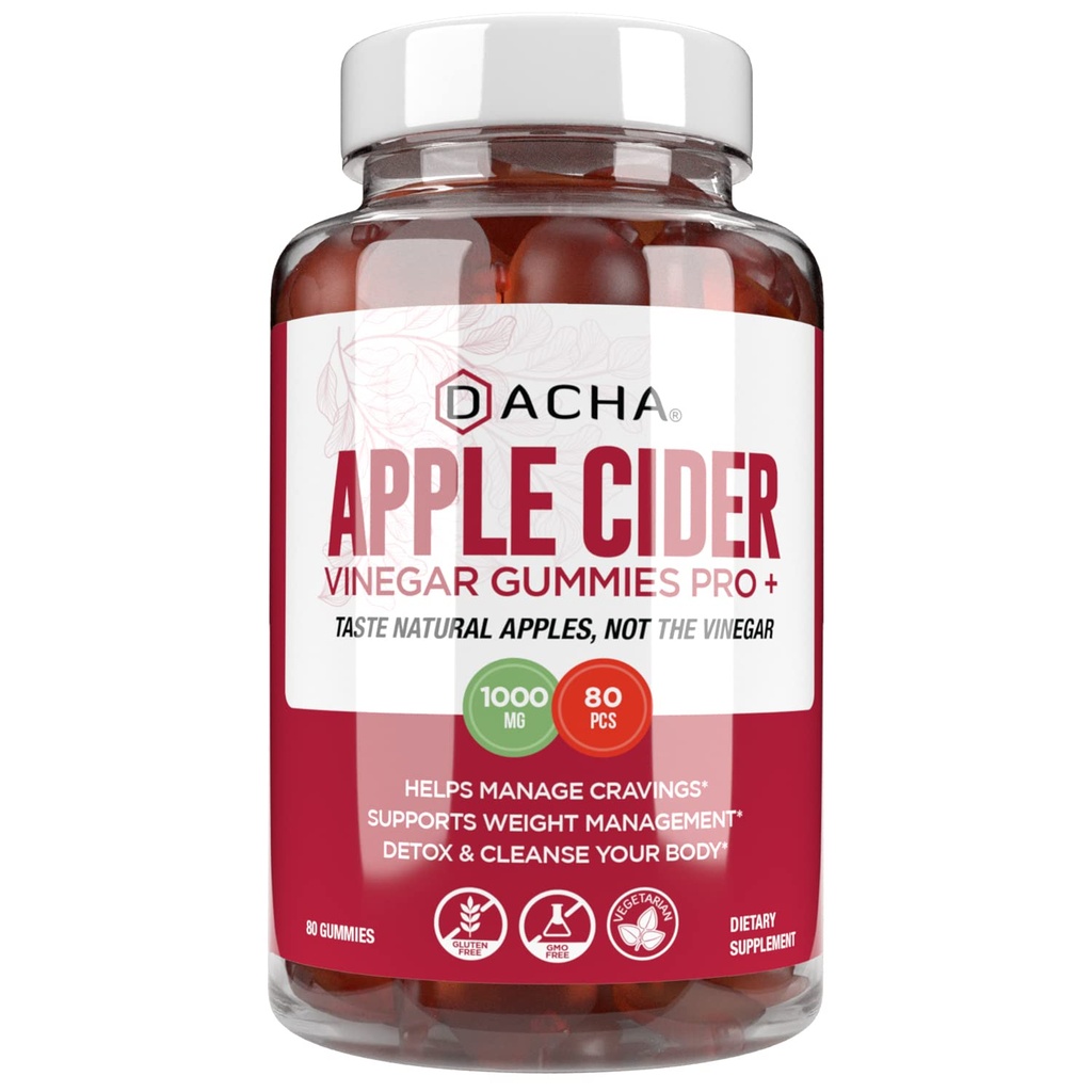 Premium Apple Cider Vinegar Gummies 80 Count, 1000mg Raw, Organic, Unfiltered ACV from the Mother, Not Sticky, Immune, Detox, Fitness & Acid Reflux Heartburn Granaatappel Beetwortel Vitamine B9 B12