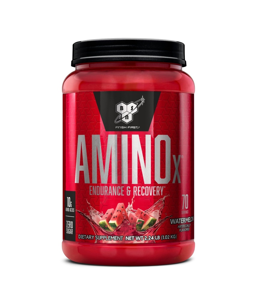 BSN Amino X Muscle Recovery & Endurance Powder, BCAA's, 10 Gram Amino Acids, Keto Friendly, Cafeine-Free, Support Endurance, Zero Sugar, Watermeloen, 70 porties, 35,84 Ounce (Verpakking mei Vary)
