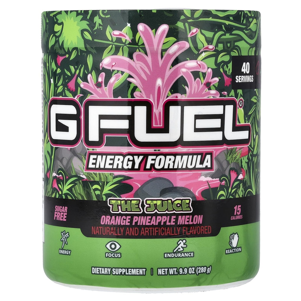 G Brandstof Het sap Energie 2.0 Drinkpoeder, Pre-workout Cafeïne Mix voor Gaming, Suikervrije Focus Amino, Vitamine + Antioxidanten, 9.9oz (Pineapple & Melon Punch, 40 Servers)