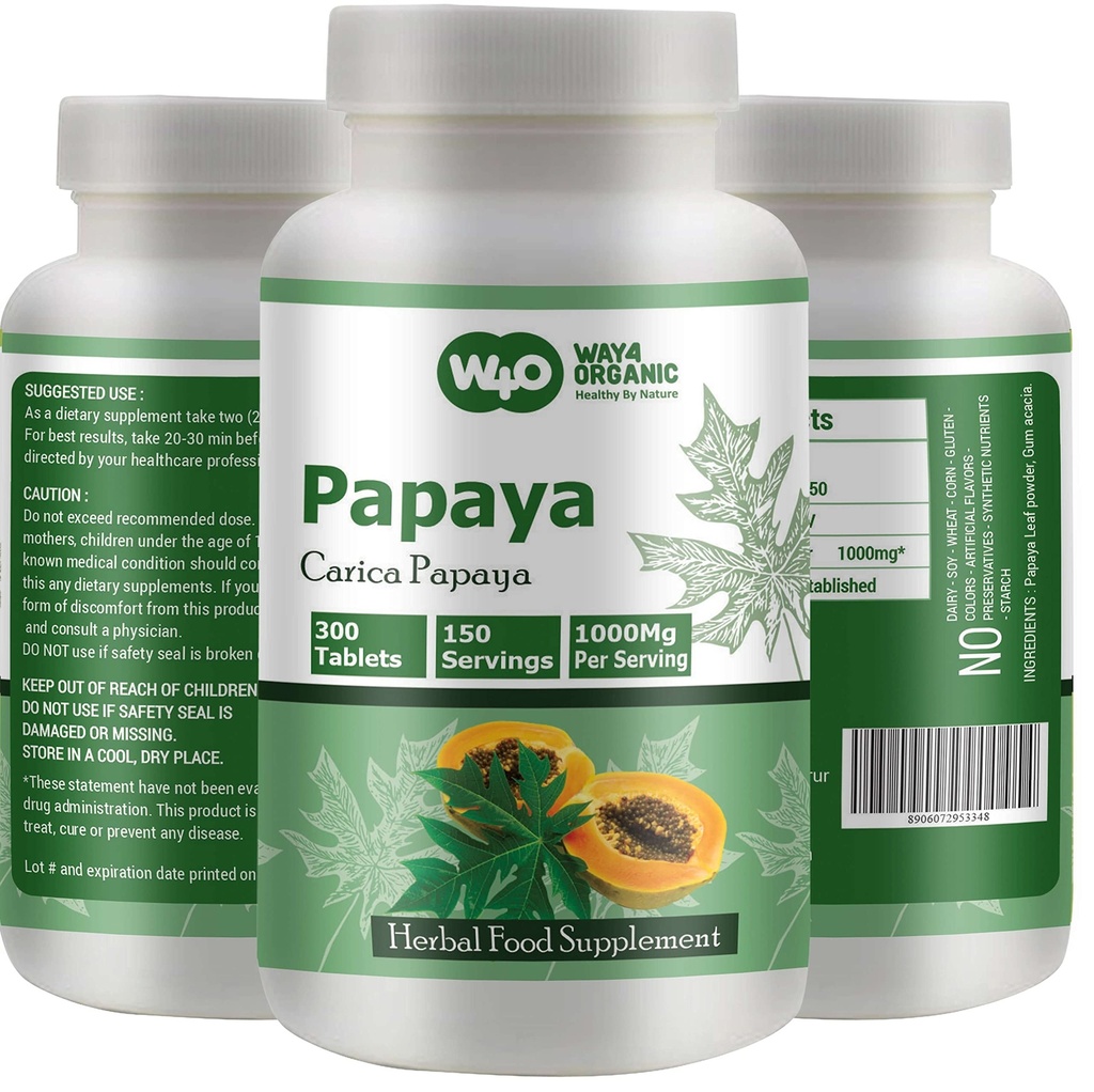 Capsules d'extraits de feuilles de papaye (comprimés) - 300 pilules, 150 portions, 1000 mg, soutient l'immunité et la digestion des plaquettes* (paquet de 1)