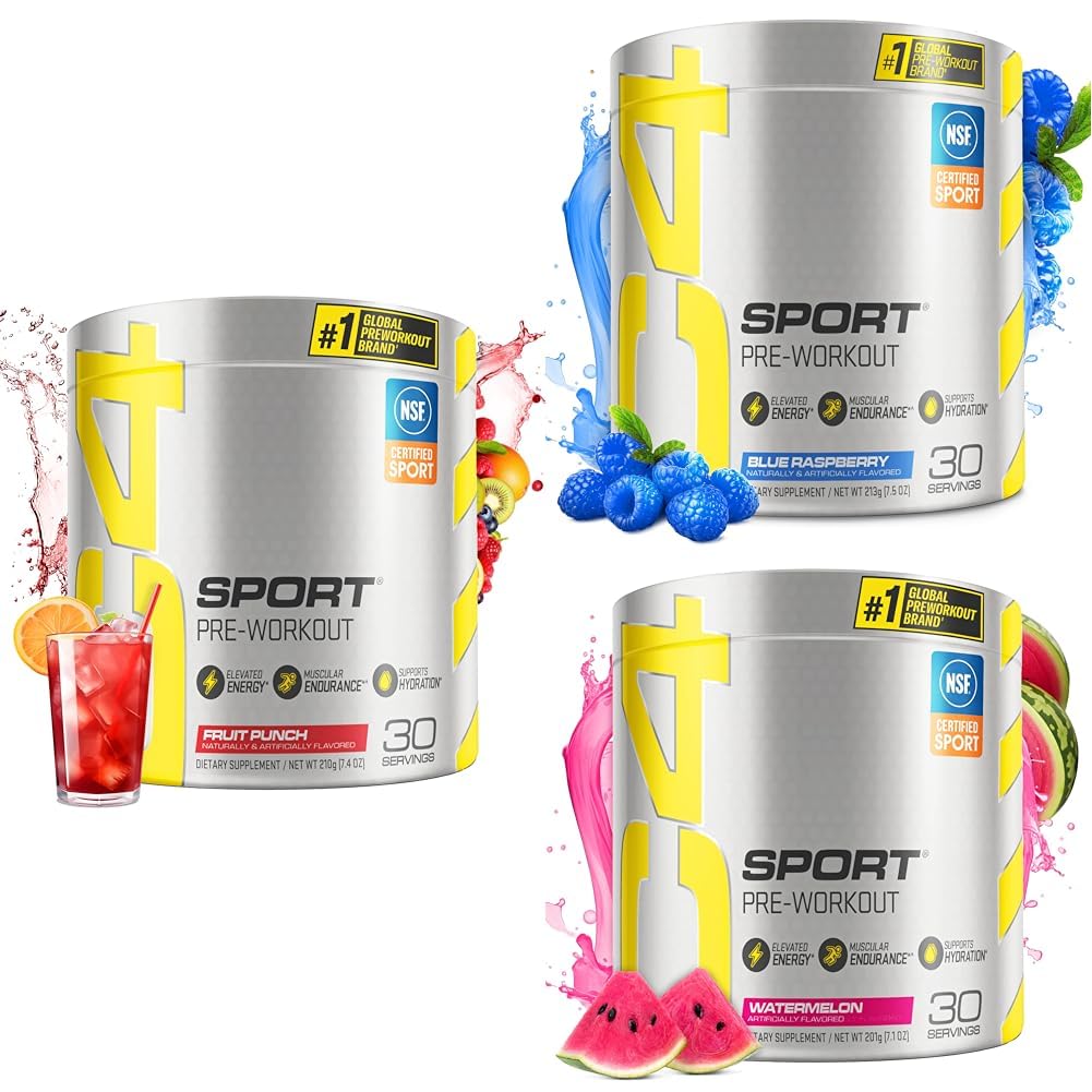 Cellucor C4 Sport Pre Workout Powder Bundle (3 smaken) - Pre-workout Energie met Creatine + 135 mg Cafeïne en Beta-Alanine Performance Blend - NSF gecertificeerd voor Sport 30 Servers