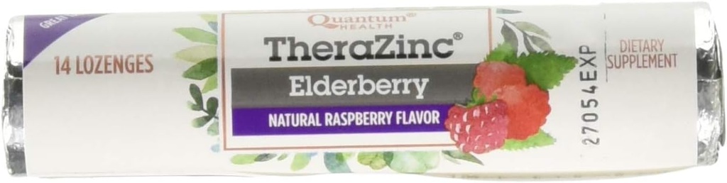 Quantum Zink Vlierbes Raspberry Lozenge, 1.2 Ounce -- 12 per zaak.