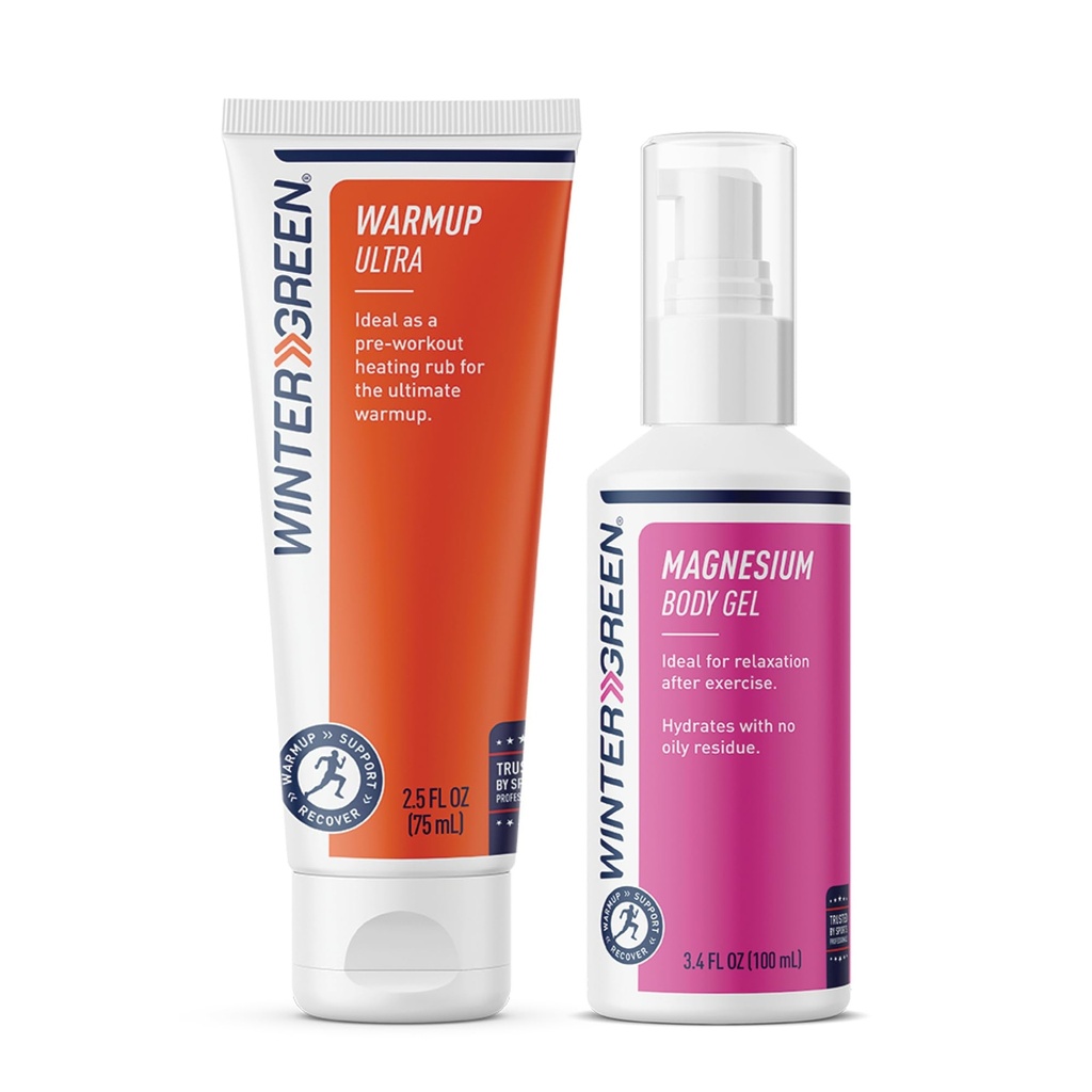 Wintergeen Workout Pack: Magnesium Gel en workout Lotion voor voor- en na-workout, Muscle Rub voor training en Magnesium Gel voor beenkrampen