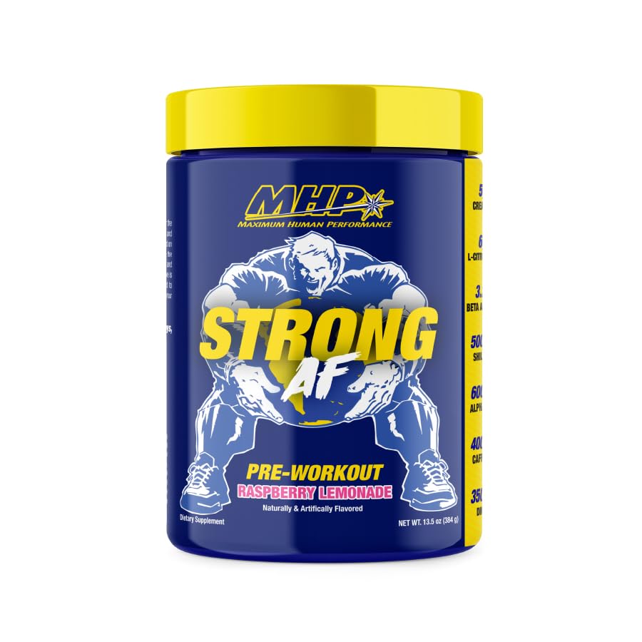 MHP Strong AF, Pre-Workout, Muscle Building, Strength, Performance, Creatine, Shilajit, Beta Alanine, Citrulline, Alpha-GPC, Raspberry Lemonade, 40 Servers