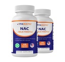 Vitamatic NAC Supplement N-Acetyl-L-Cysteine (NAC) met melkdistel 50:1 Extract - Ondersteunt Immune, Respiratory, Lever Gezondheid, 1200 mg per portie, 120 Veg Capsules - 2 Pack