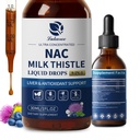 Lukaree Liposomal NAC Supplément N-acétyl-L-Cysteine 600mg avec le chardon de lait - NAC Amino Acid Des gouttes avec/Sélénium pour le soutien du foie et du rein*, le poumon, les antioxydants et le soutien immunitaire*- Vegan, non-OGM- 2oz