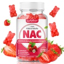 softbear NAC Gummies for Kids & Adults, Supplément NAC 1000mg N Acetyl Cysteine soutient la santé pulmonaire et du foie, les antioxydants et le système immunitaire, fraise Flavor 60 Comte