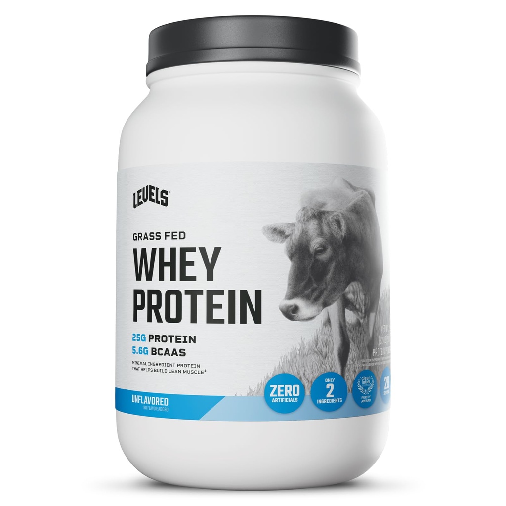Niveaus Gras Fed Wei Proteïne Poeder, Geen Kunststoffen, 25G eiwit, Unflavored, 2LB