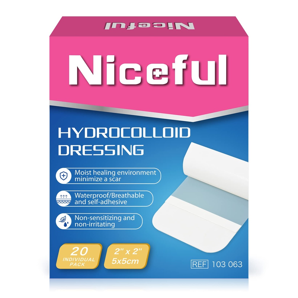 20 Nombre de bandes hydrocolloïdes 2" x 2", habillage de la plaie Petits bandes de gel hydrocolloïdes pour les plaies, lit de guérison des plaies