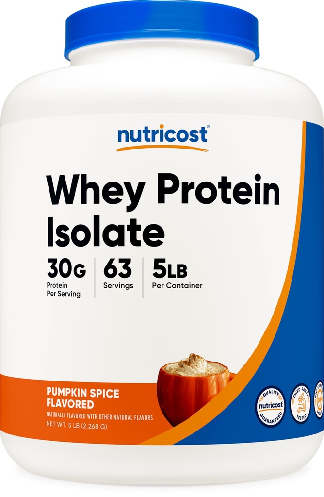 Nutricost Wei Protein Isolaat Poeder (Pumpkin Spice) 5 LB - 30g eiwit, GGO-vrij, glutenvrij, 63 porties